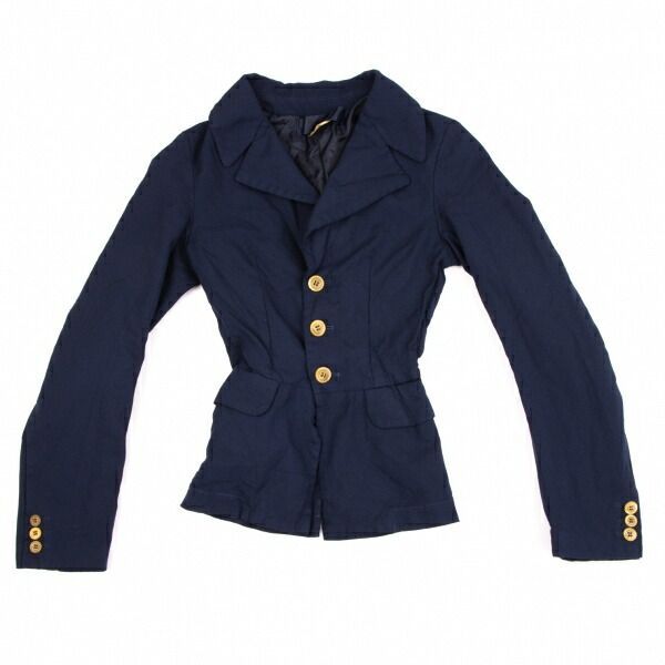 コムコム コムデギャルソンCOMME des GARCONS ポリ縮絨ジャケット 紺S