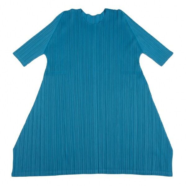 プリーツプリーズPLEATS PLEASE プリーツ裾フレアチュニック 水色4 プリーツプリーズPLEATS PLEASE プリーツ裾フレアチュニック 水色4