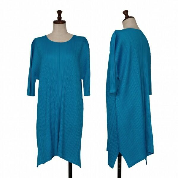 プリーツプリーズPLEATS PLEASE プリーツ裾フレアチュニック 水色4 プリーツプリーズPLEATS PLEASE プリーツ裾フレアチュニック 水色4