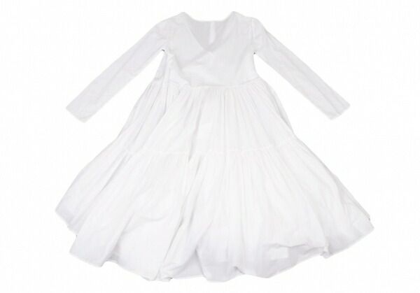 マーレットMerlette コットンギャザー切替カシュクールワンピース 白F