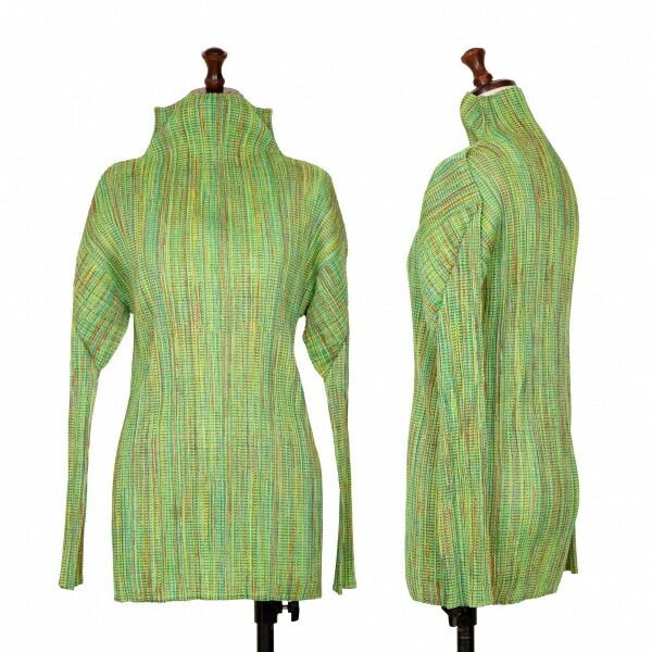 プリーツプリーズPLEATS PLEASE マルチチェックプリーツハイネック