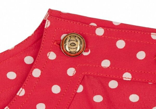 シャネルCHANEL ココボタンシルクドットブラウス 赤白36 - メルカリ