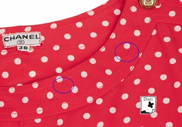 シャネルCHANEL ココボタンシルクドットブラウス 赤白36 - メルカリ