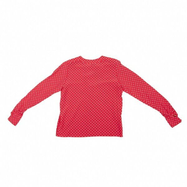 シャネルCHANEL ココボタンシルクドットブラウス 赤白36 - メルカリ