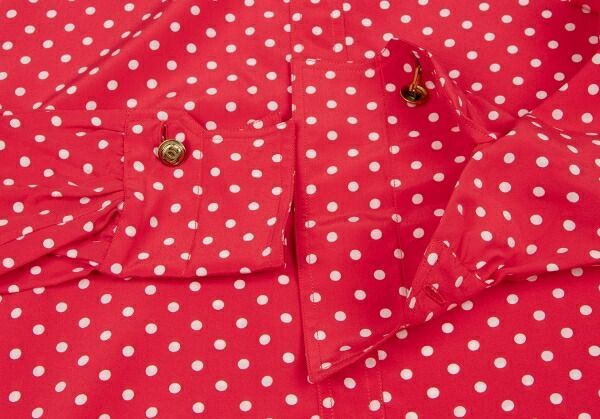 シャネルCHANEL ココボタンシルクドットブラウス 赤白36 - メルカリ