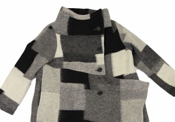 センソユニコSENSOUNICO 芽風 ウールポリパネル切替変形コート グレー