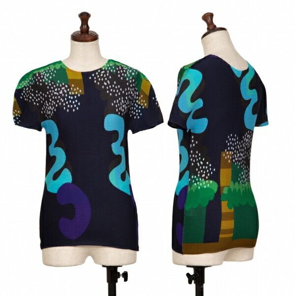 ぶ*ん様 me ISSEY MIYAKE ミーイッセイミヤケ プリーツ　ブルー イッセイミヤケ ミーISSEY MIYAKE me イラストプリントボックス