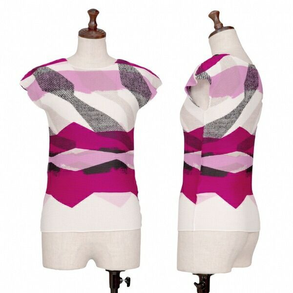 イッセイミヤケ ミーISSEY MIYAKE me マルチボーダーボックスプリーツ