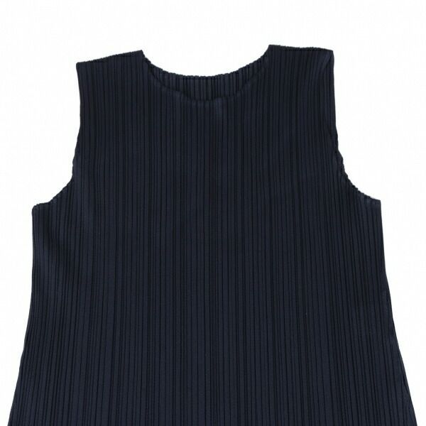プリーツプリーズPLEATS PLEASE プリーツノースリーブチュニック 紺3
