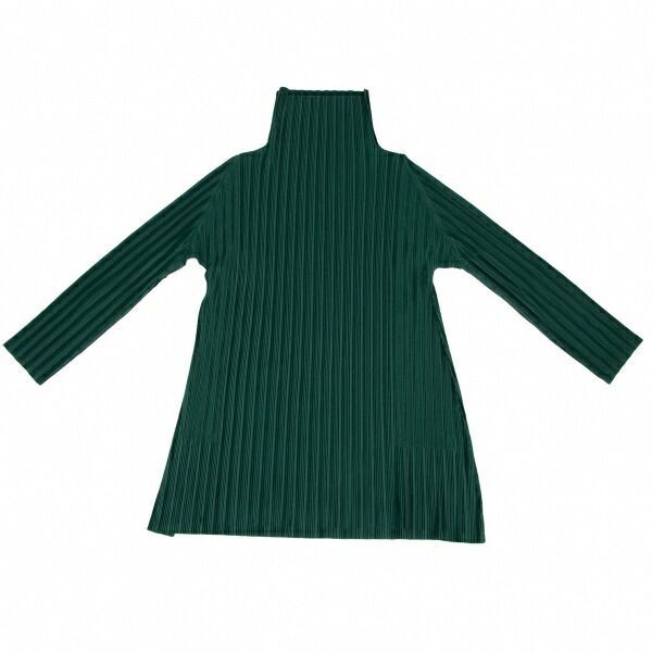 プリーツプリーズPLEATS PLEASE プリーツハイネックトップス 深緑3