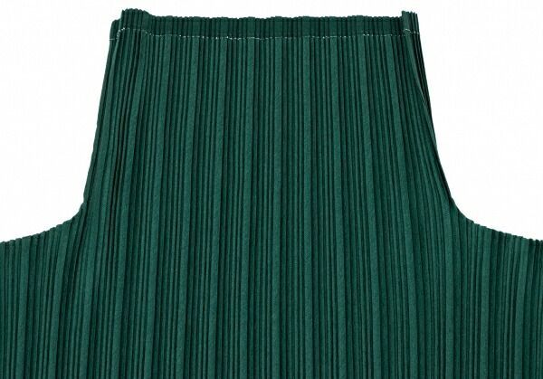 プリーツプリーズPLEATS PLEASE プリーツハイネックトップス 深緑3