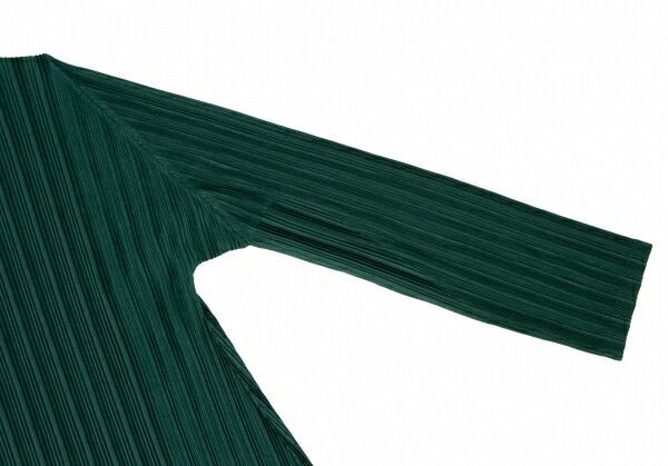 プリーツプリーズPLEATS PLEASE プリーツハイネックトップス 深緑3