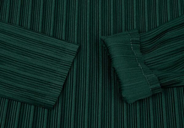 プリーツプリーズPLEATS PLEASE プリーツハイネックトップス 深緑3