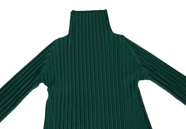 プリーツプリーズPLEATS PLEASE プリーツハイネックトップス 深緑3