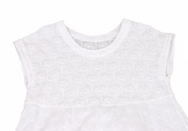 イッセイミヤケ HAAT☆コットン刺繍ノースリーブワンピース 2 ホワイト イッセイミヤケ ハートISSEY MIYAKE HaaT コットン総柄刺繍フレンチ