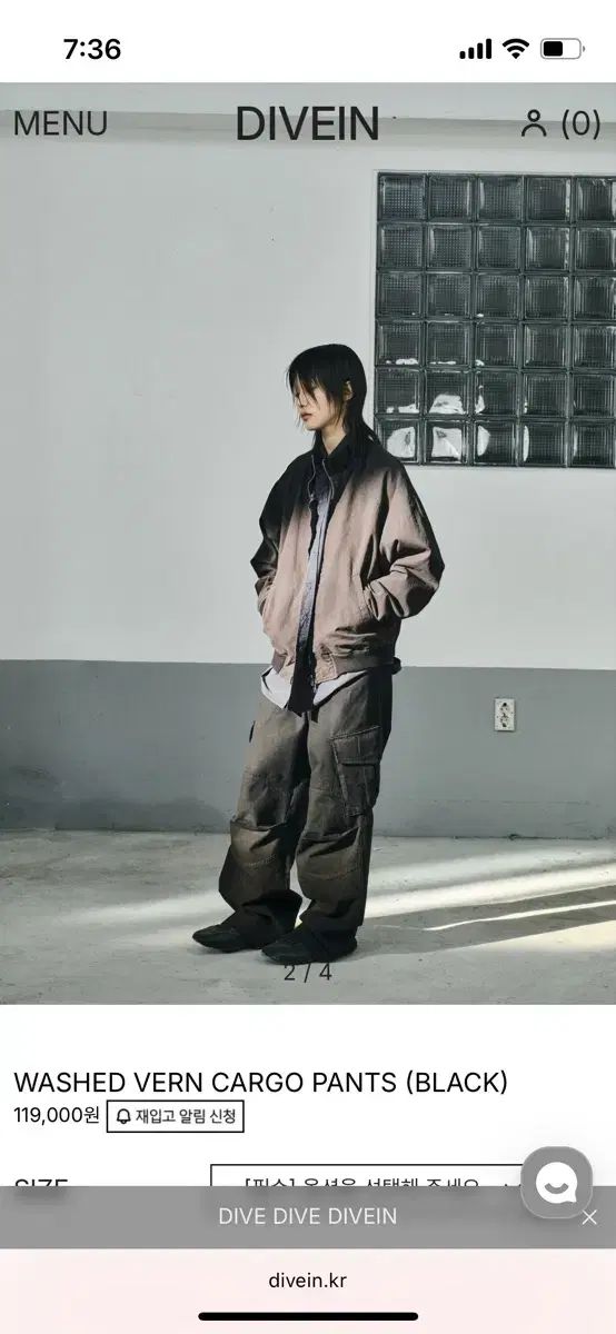 DIVE IN ウォッシュド ベーレン カーゴ パンツ ブラック