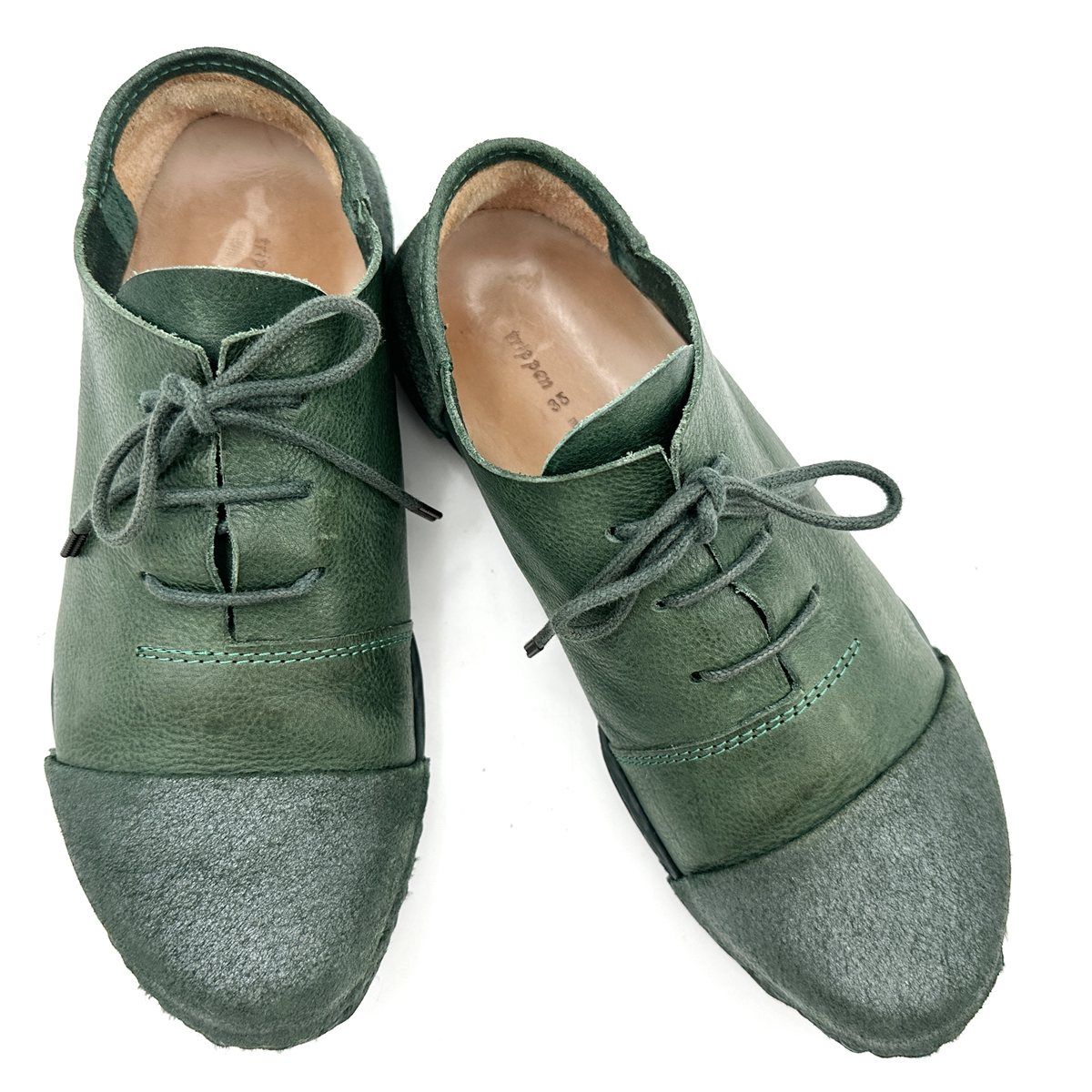 色 trippen CELLO 本革 レースアップ グリーン 1693 T