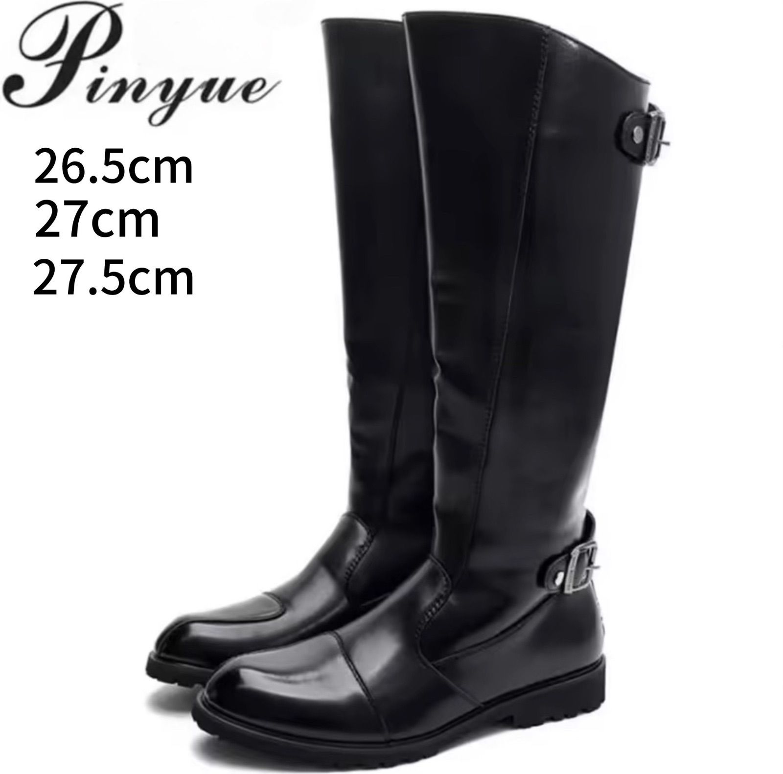 特攻ブーツ 斜めカット ロングブーツ ライダーブーツ ブラック