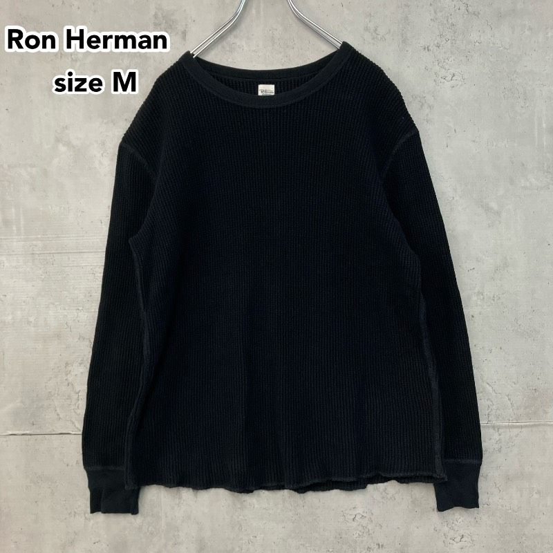 新品　Ron Herman　加工　ロンT サーマル　L 黒　ブラック Ron Herman California ロンハーマン サーマル ロングスリーブ Tシャツ
