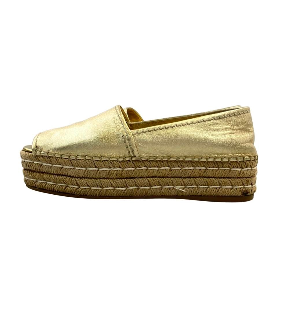 プラダ ピープトゥプラットフォーム エスパドリーユ 厚底 レディース SIZE 39 1 2 XL PRADA