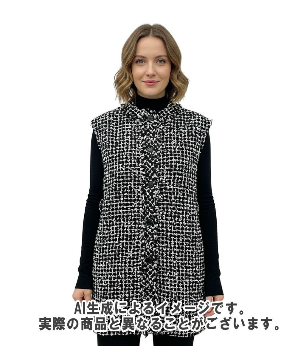 オススメ！未使用品　cccmalie シーマリー ツイードロングジレ　黒 美品 シーマリー ツイード ロングジレ レディース cccmalie - メルカリ