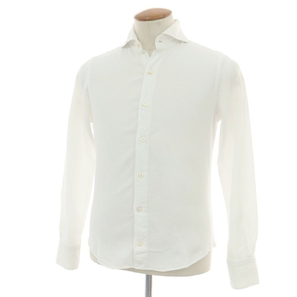 専用【美品】フィナモレ 長袖シャツ コットン ホリゾンタルカラー 白 S 中古】フィナモレ Finamore コットン ホリゾンタルカラー ドレスシャツ