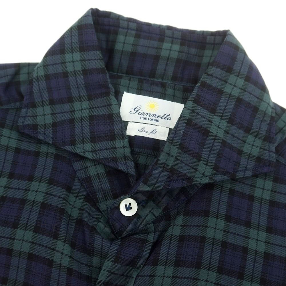 中古】ジャンネット giannetto コットン チェック ホリゾンタルカラー