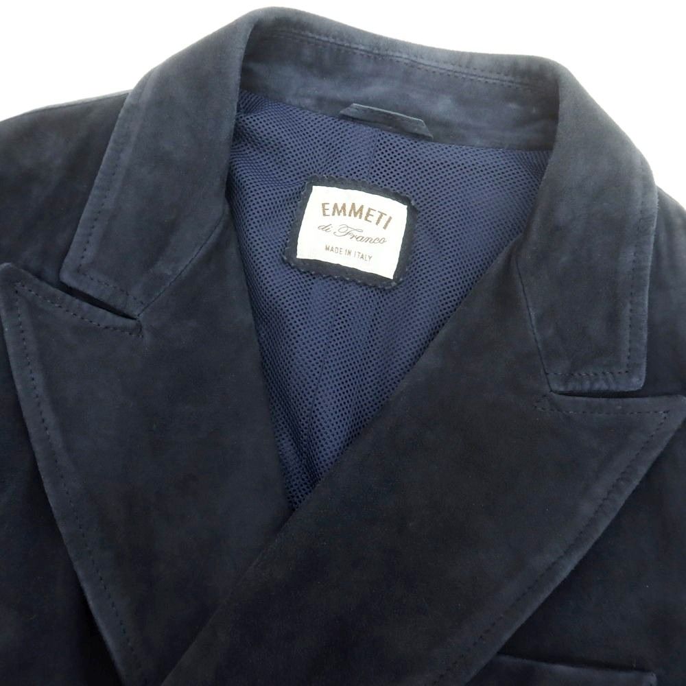 中古】エンメティ EMMETI スエードレザー ダブルジャケット ネイビー