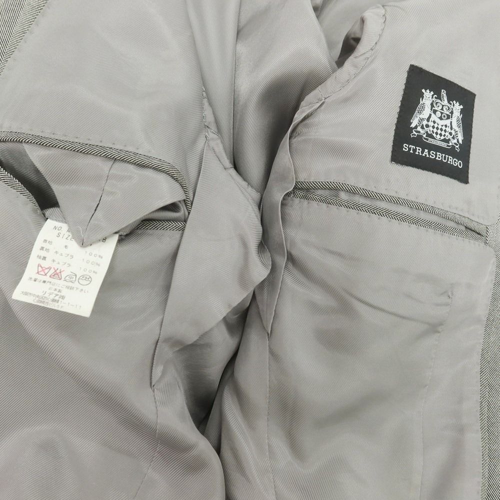 ストラスブルゴ ウール ヘリンボーン 3つボタンスーツ グレー サイズ44 メンズ ビジネススーツ スーツ メンズ