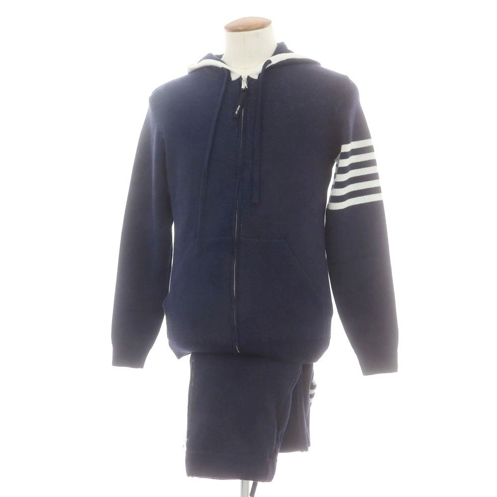 ピーエムディーエス PMDS ウールレーヨンナイロンカシミヤ ニット セットアップ ネイビー サイズM メンズ