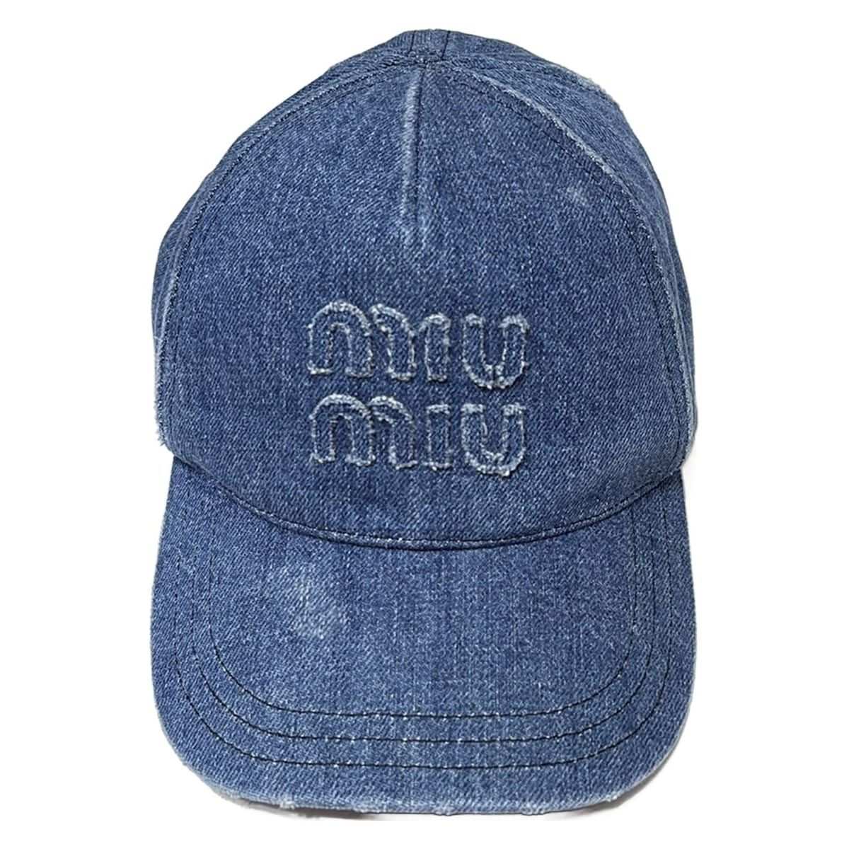 miumiu ミュウミュウ キャップ 57 ベースボールキャップ 5 H 179 ブルー デニム コットン