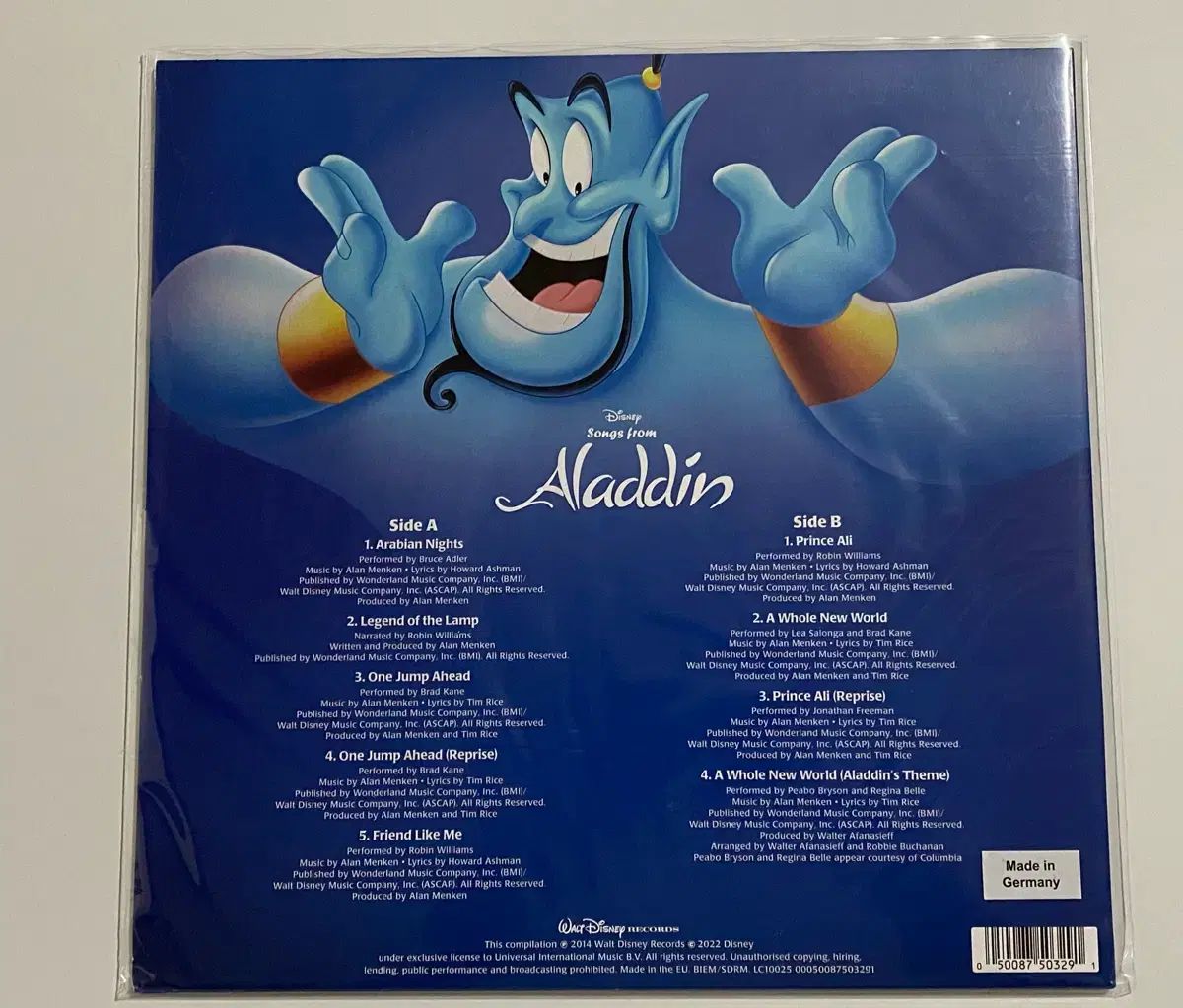 最高 Disney(ディズニー) ALADIN アラジン 30 周年 青 COLOR LP Disney