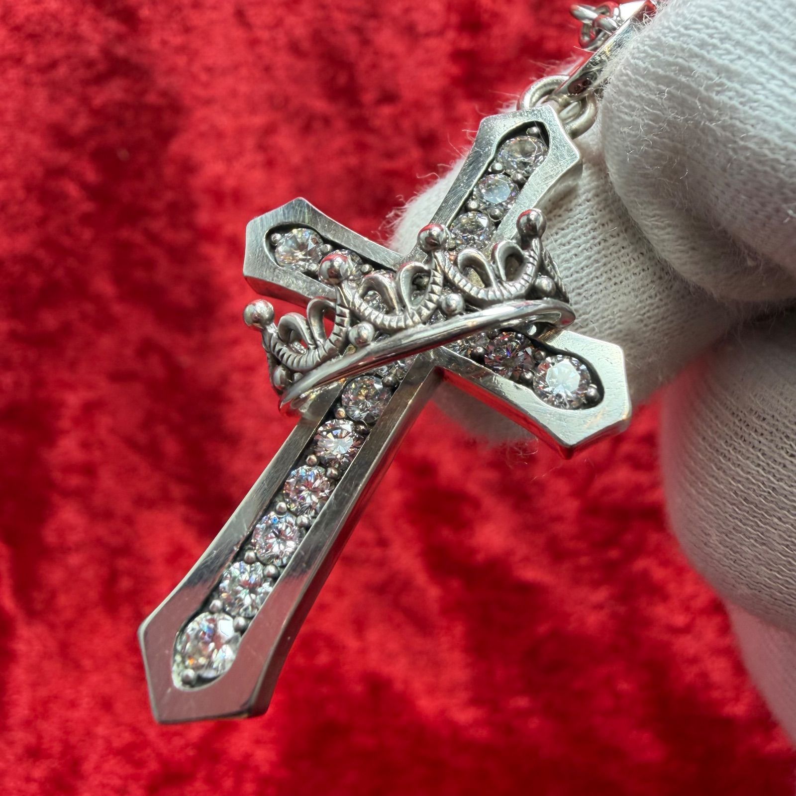 美品 クロスウィズクラウン＋PICCADILLY チェーンx50cm ジャスティン