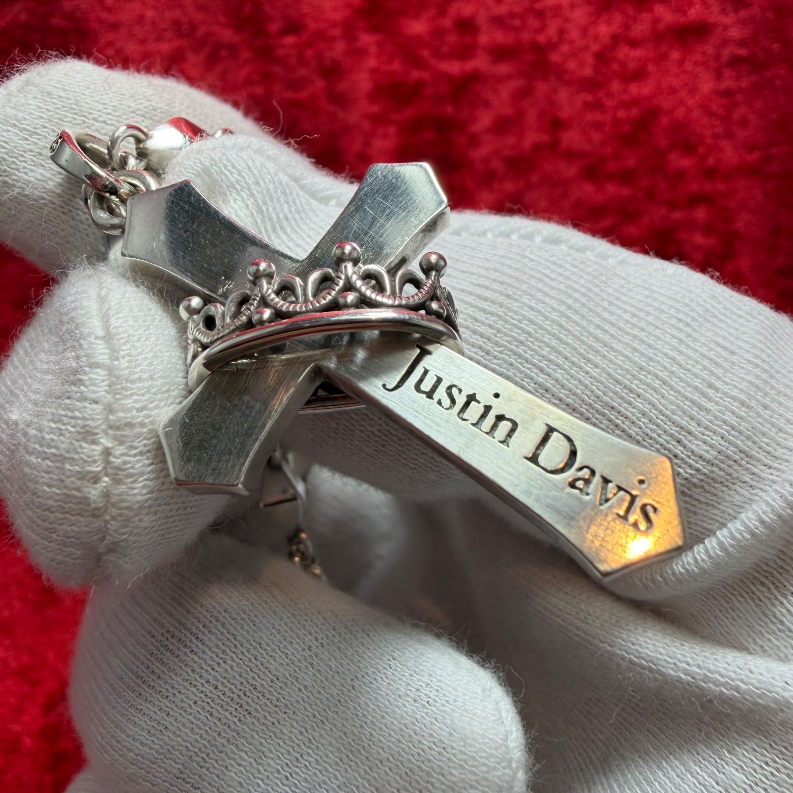 美品 クロスウィズクラウン＋PICCADILLY チェーンx50cm ジャスティン