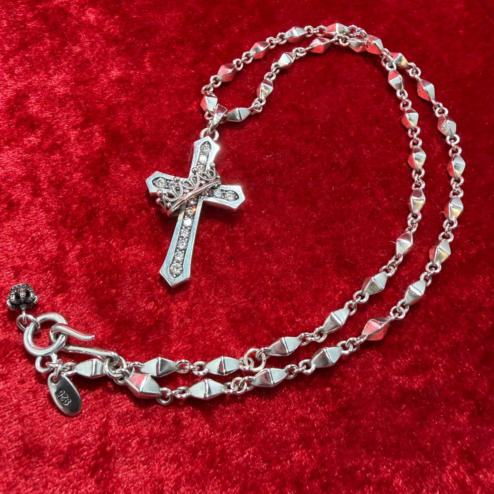 美品 クロスウィズクラウン＋PICCADILLY チェーンx50cm ジャスティン