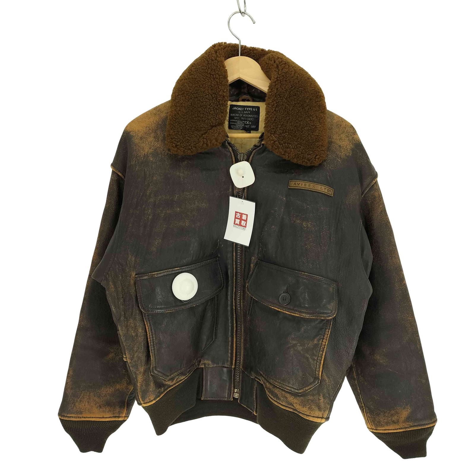 AVIREX(アヴィレックス) JACKET TYPE G-1型 ラムレザー フライトジャケット アセテート ライニング メンズ import：S 【中古】【ブランド古着バズストア】 アヴィレックス AVIREX JACKET TYPE G-1型 ラムレザー フライト