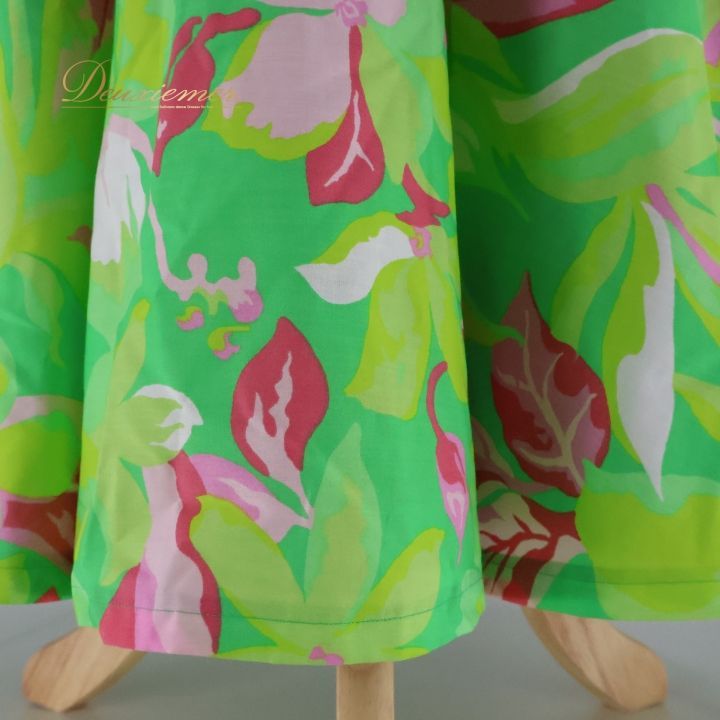 フラダンス 衣装 ワンピース ドレス パンドール ブラック系 グリーン系