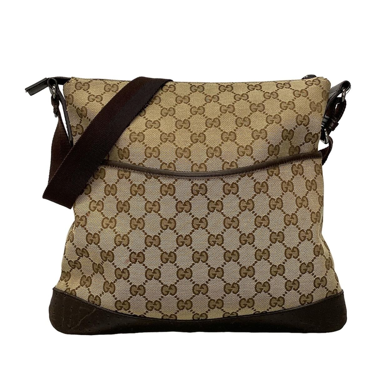 GUCCI(グッチ) ショルダーバッグ GG柄 145857 ベージュ×ダークブラウン