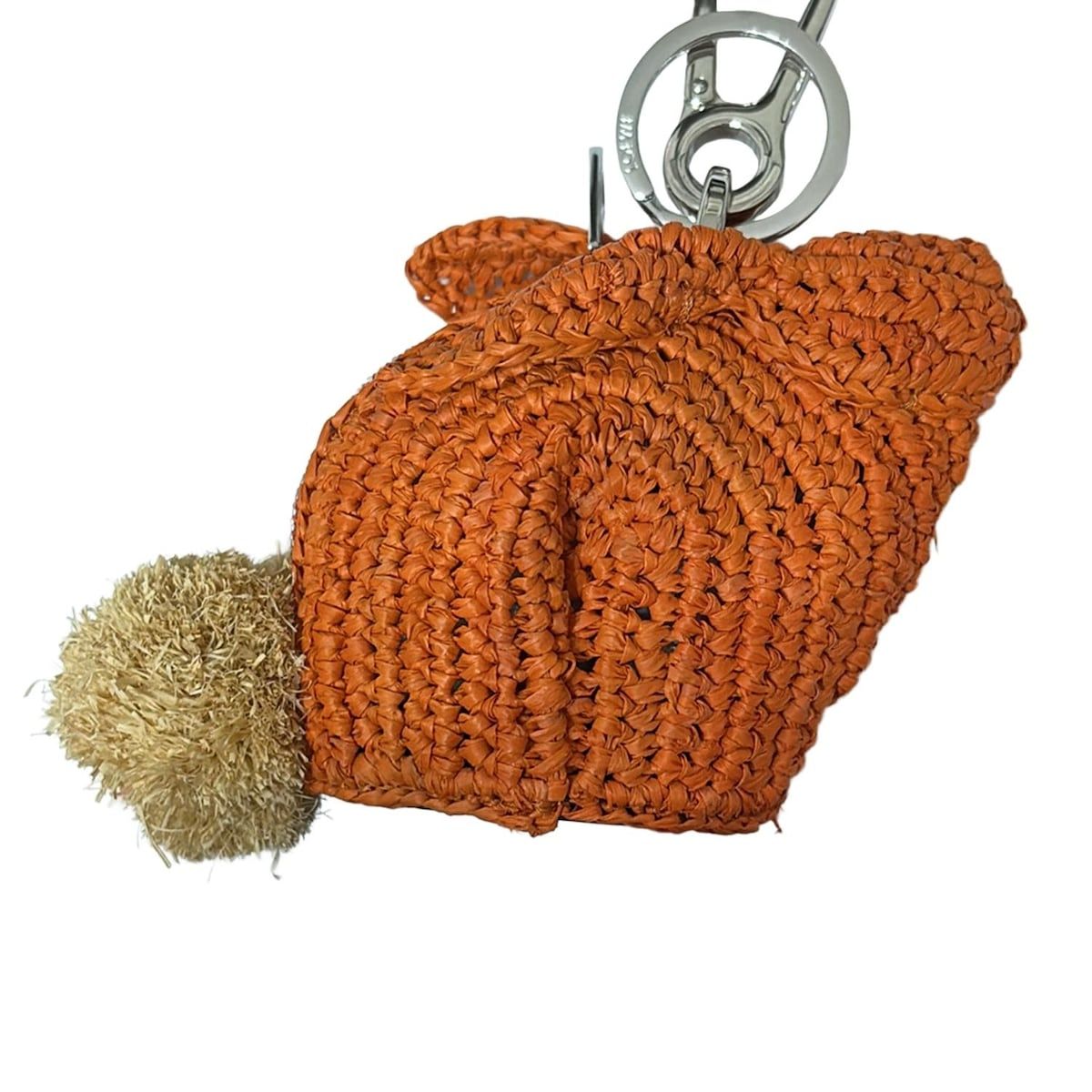  LOEWE ロエベ キーホルダー チャーム バニーチャーム オレンジ×黒 ウサギ アニマルズ キーホルダー キーリング 小物