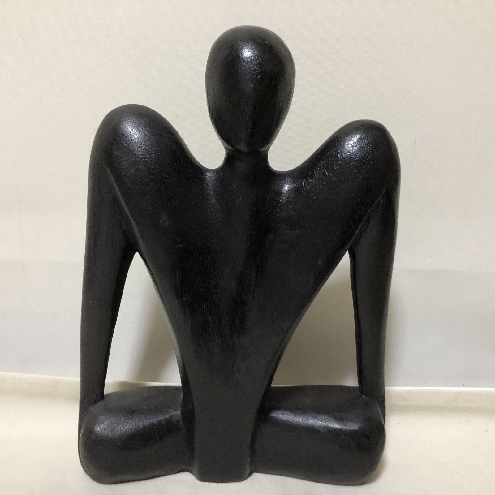 ☆376 木製 オブジェ 抽象彫刻 人型 ヒューマン 黒 ブラック 置物
