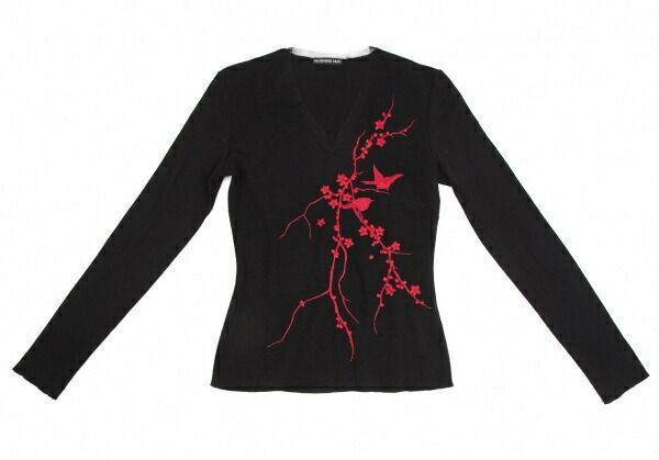 ヴィヴィアンタムVIVIENNE TAM フラワーバード刺繍ニット 黒赤 - メルカリ