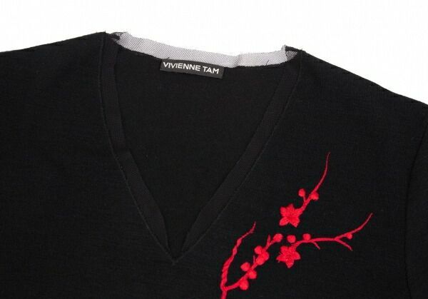 ヴィヴィアンタムVIVIENNE TAM フラワーバード刺繍ニット 黒赤 - メルカリ