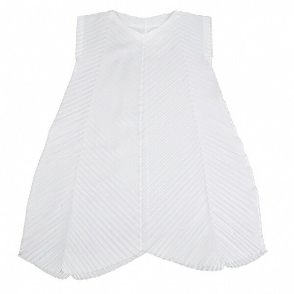 イッセイミヤケISSEY MIYAKE ステッチデザインプリーツノースリーブ