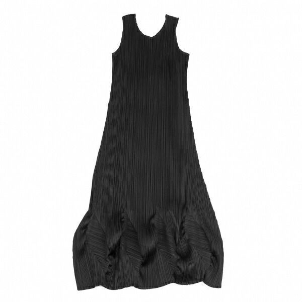 プリーツプリーズPLEATS PLEASE 裾ダイヤ切替プリーツノースリーブ