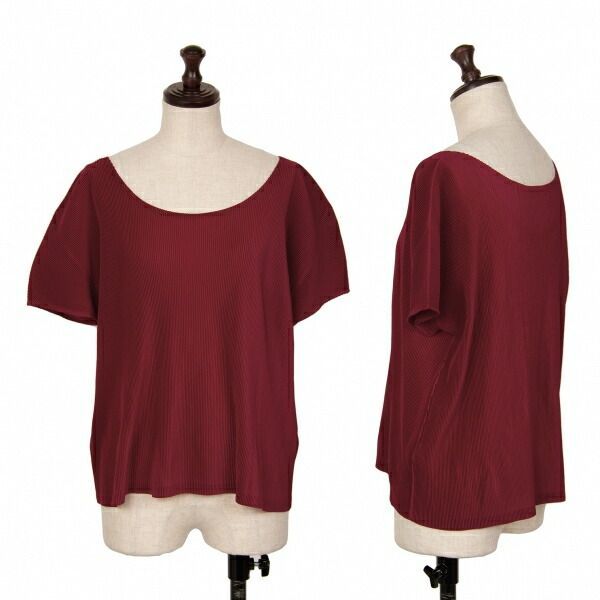 新品同様✨PLEATS PLEASE プリーツプリーズ トップス ボルドー 3 プリーツプリーズPLEATS PLEASE ミストプリーツTシャツ ボルドー3位