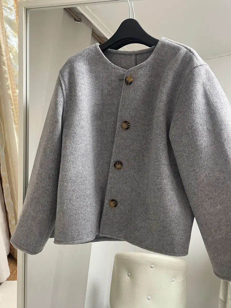 ウール モ직 ハーフ コート ジャケット