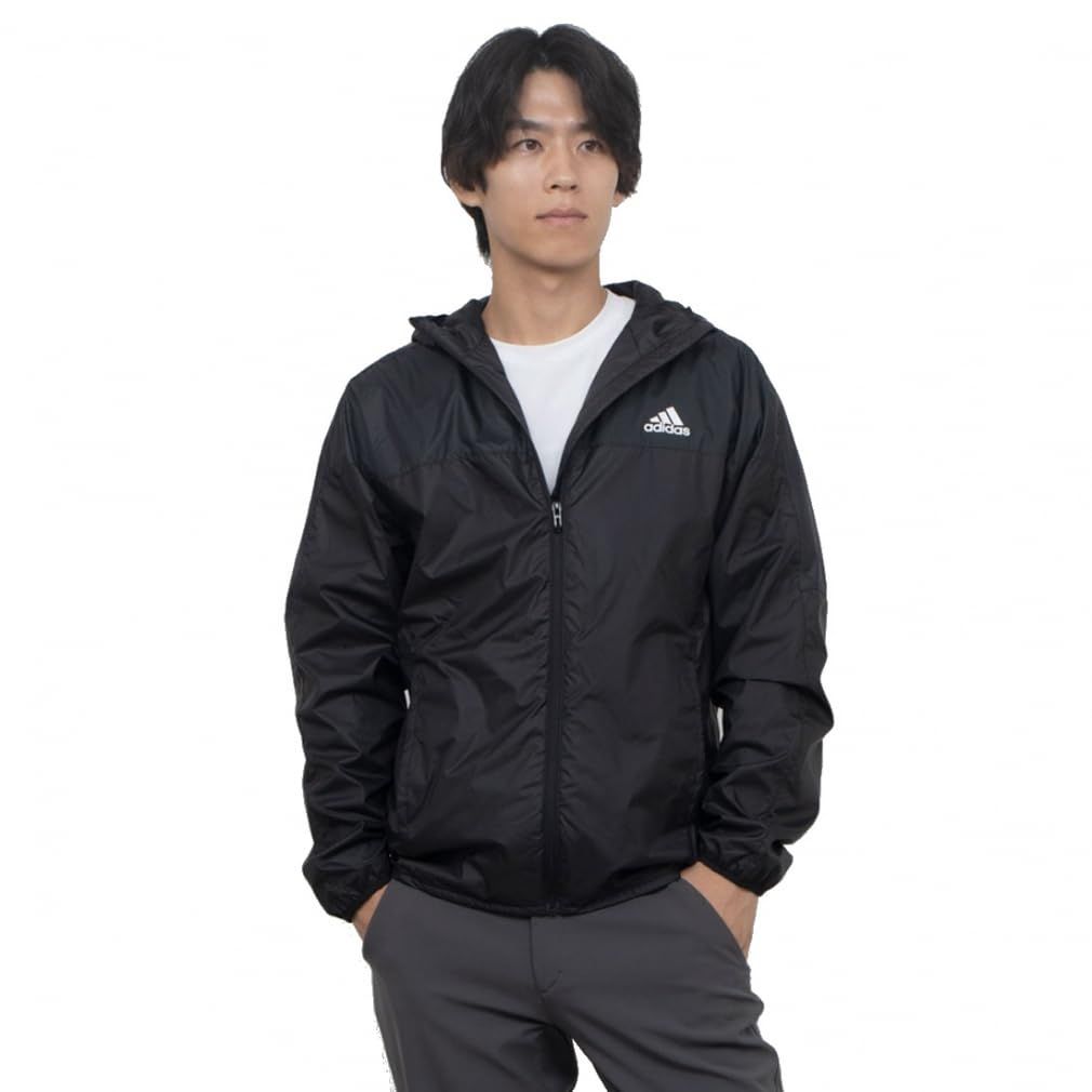 [アディダス] ジャージトップ マストハブ スモールロゴ レギュラーフィット WIND. RDY フード付きウインドブレーカージャケット KWX77 メンズ ブラック/カーボン(JG8530) J/XL [ブラック/カーボン(JG8530)] [XL]