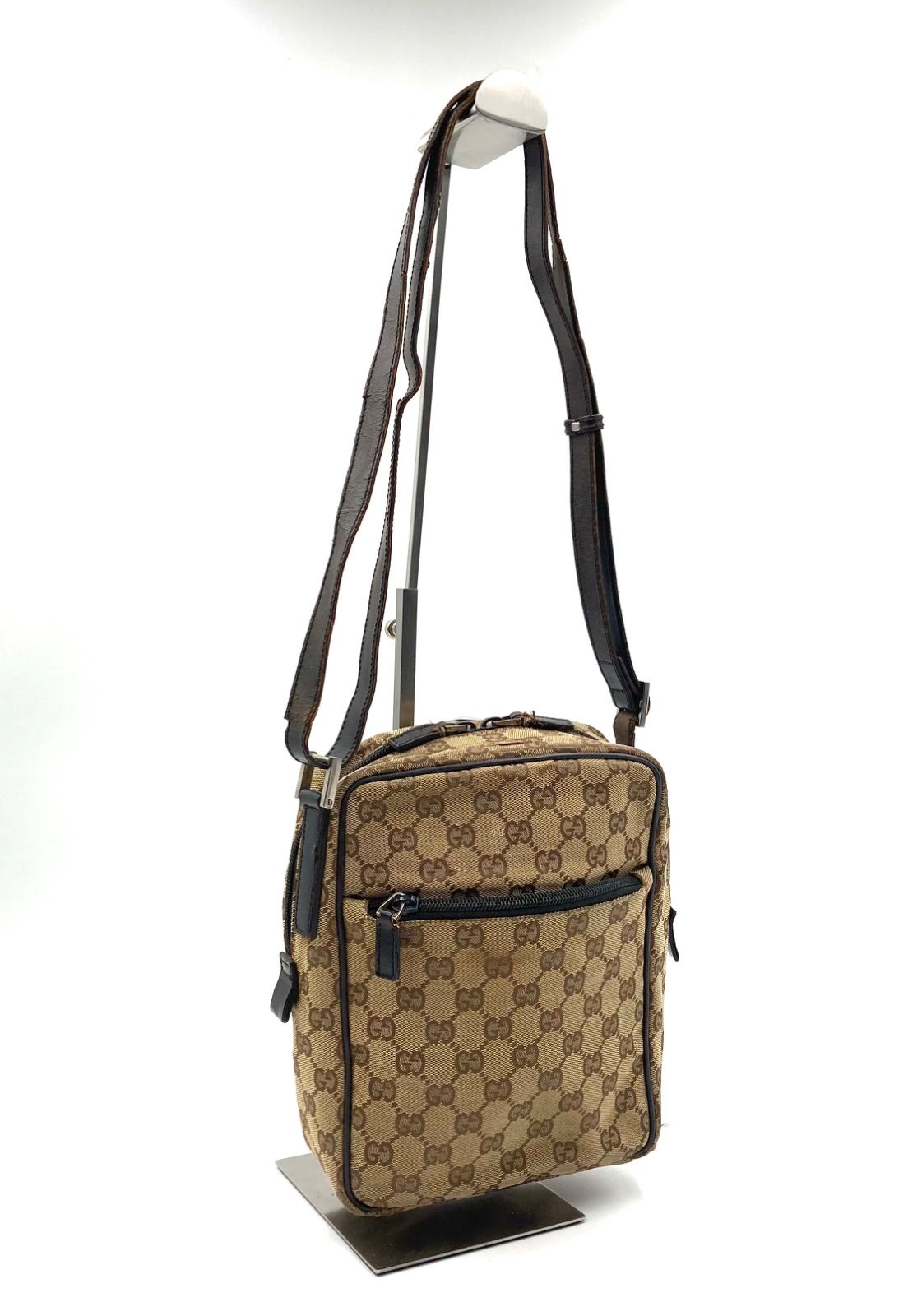 GUCCI グッチ GGキャンバス 縦型ショルダーバッグ ポシェット クロス  