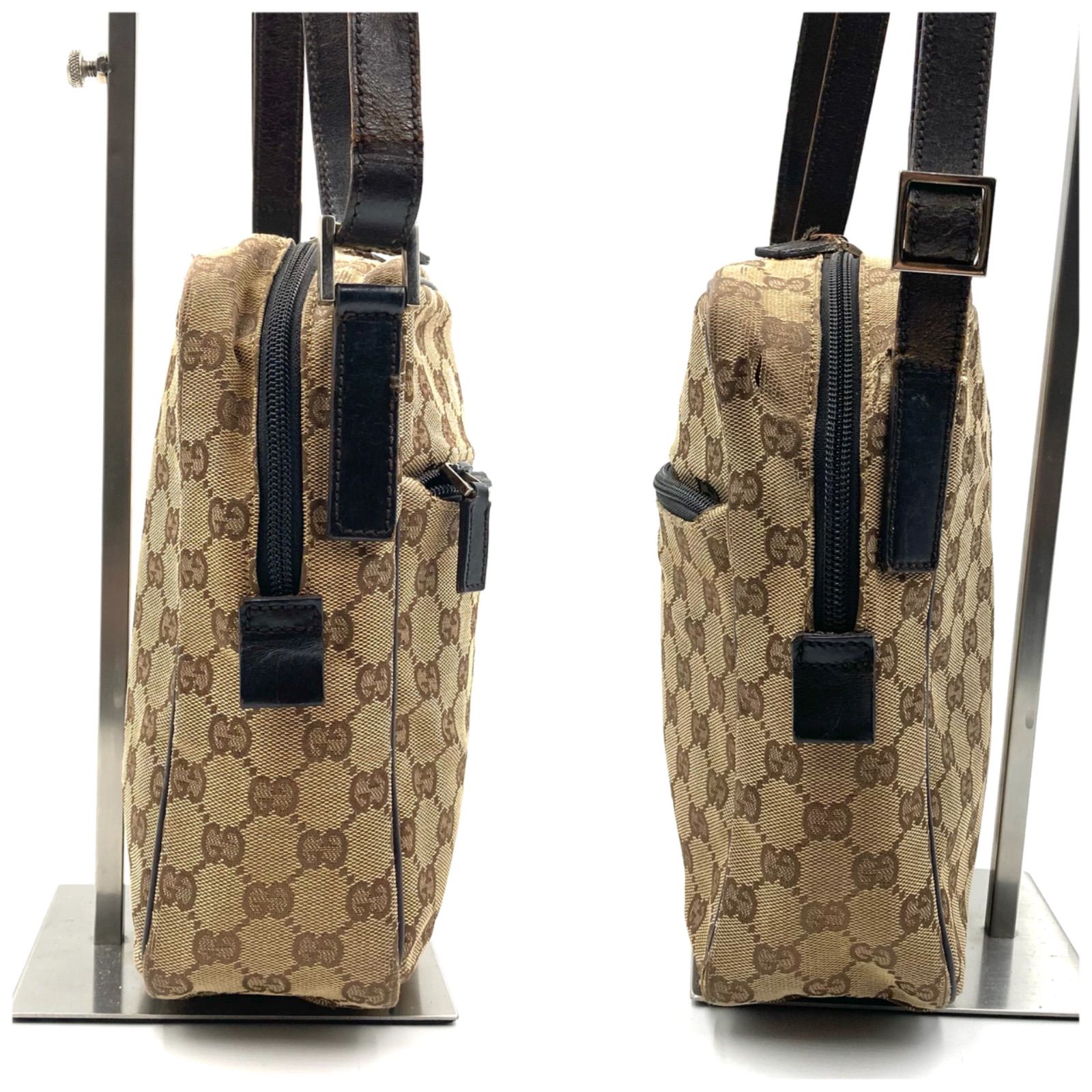 GUCCI グッチ GGキャンバス 縦型ショルダーバッグ ポシェット クロス 