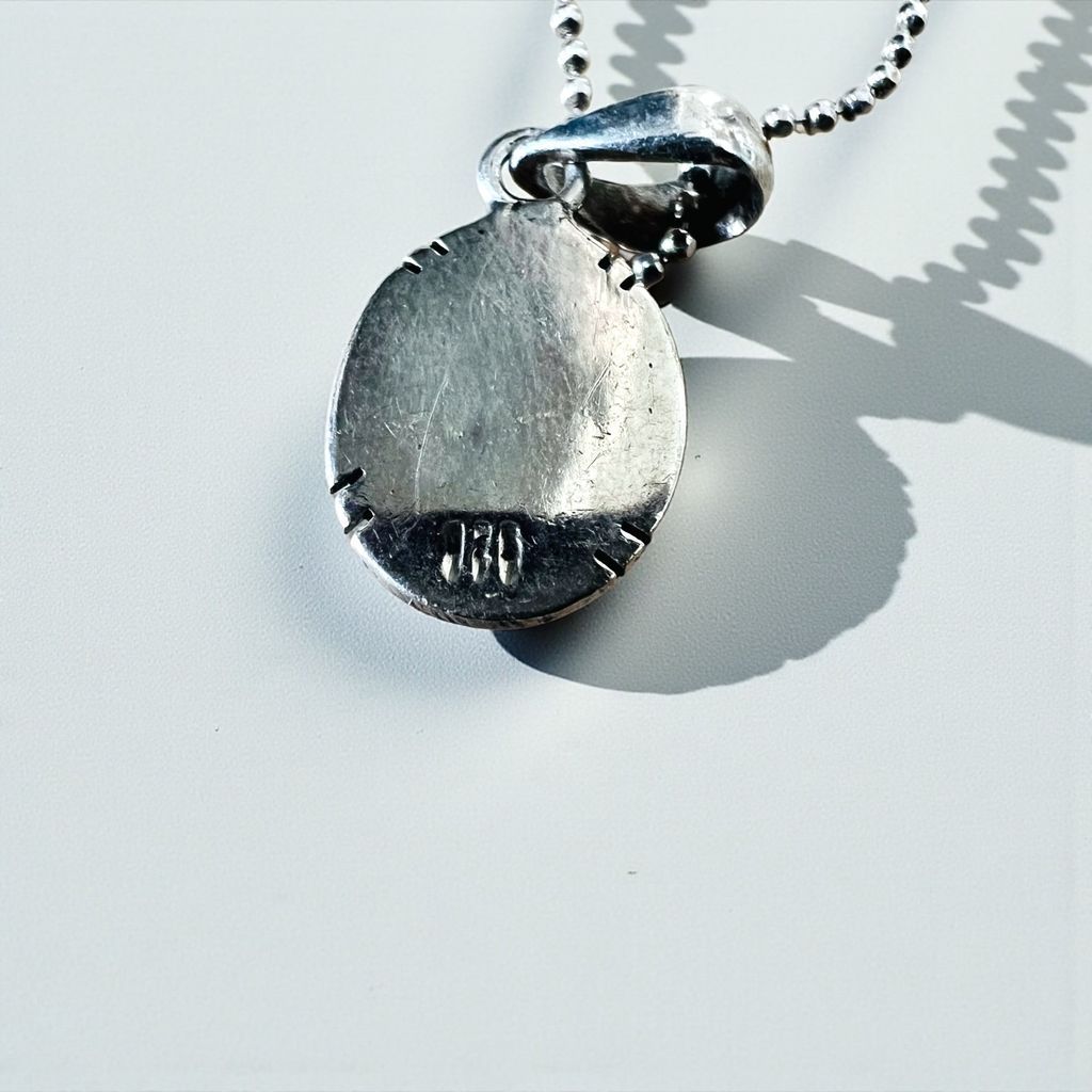 ITALY Vintage SILVER 925 Turquoise Necklace ボールチェーン